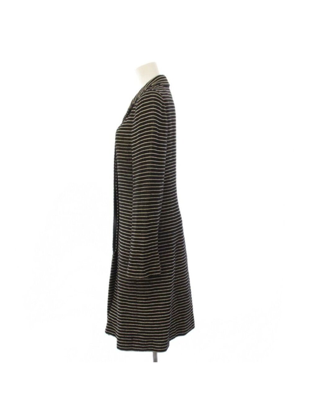 Chanel Chesterfield Long Border Pattern Camellia Silk Black White YT Shoulder - Picture 2 of 8